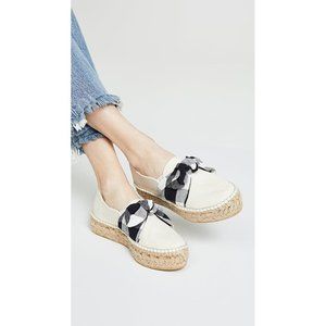 Loeffler Randall Rowan Gingham Checker Bow Slip On Espadrille Loafer Flats - 7